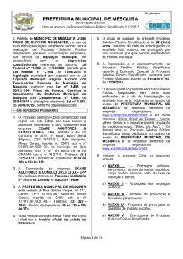 Edital Processo PM Mesquita - Exame Auditores & Consultores