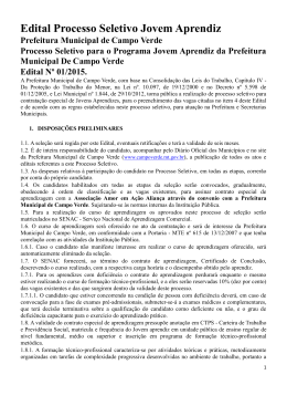 Edital Processo Seletivo Jovem Aprendiz