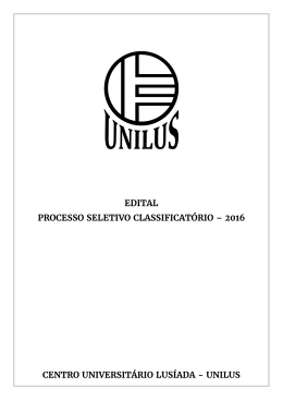 EDITAL PROCESSO SELETIVO CLASSIFICAT&Oacute;RIO