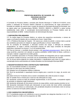 PREFEITURA MUNICIPAL DE CA&Ccedil;ADOR - SC PROCESSO
