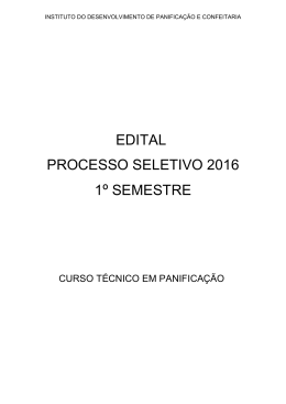 EDITAL PROCESSO SELETIVO 2016 1&ordm; SEMESTRE
