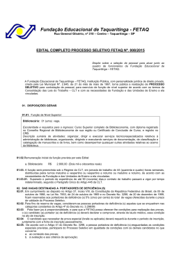 Edital Processo Seletivo Bibliotecario