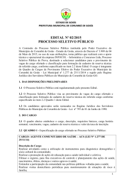 EDITAL N&ordm; 02/2015 PROCESSO SELETIVO P&Uacute;BLICO
