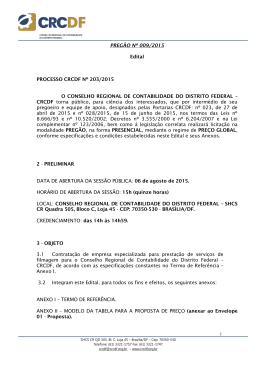 PREG&Atilde;O N&ordm; 009/2015 Edital PROCESSO CRCDF N&ordm; 203/2015 O