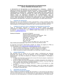 Edital do Processo de Sele&ccedil;&atilde;o para ingresso no