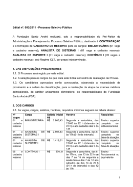 Modelo de Edital - Processo Seletivo Externo
