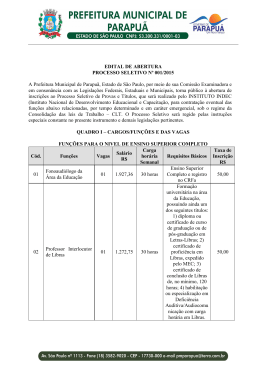 EDITAL DE ABERTURA PROCESSO SELETIVO N&ordm;