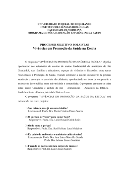 Edital Processo Seletivo Bolsistas Viv&ecirc;ncias