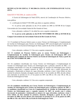 Retifica&ccedil;&atilde;o do EDITAL Processo Seletivo 2007
