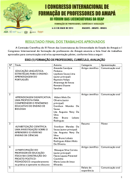 RESULTADO FINAL DOS TRABALHOS APROVADOS