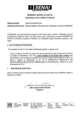 primeiro adendo ao edital processo licitat&oacute;rio n&deg; 023/2015