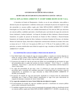 edital seplag/meio ambiente n&ordm;. 03/2007 sobre reop&ccedil;&atilde;o de vaga.