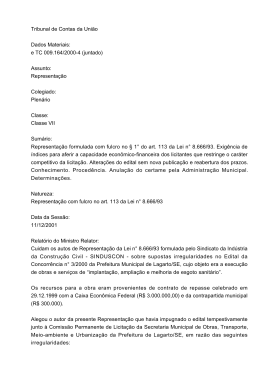 Tribunal de Contas da União Dados Materiais: e TC 009.164/2000