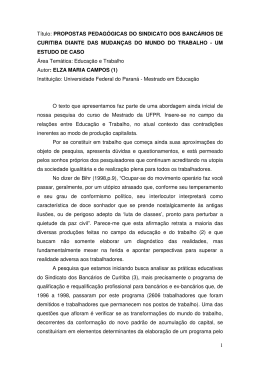 PROPOSTAS PEDAG&Oacute;GICAS DO SINDICATO DOS BANC&Aacute;RIOS