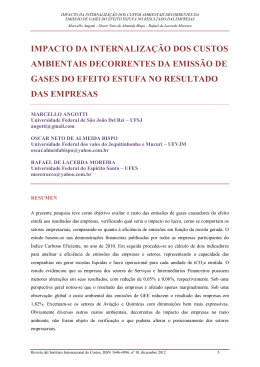 impacto da internaliza&ccedil;&atilde;o dos custos ambientais