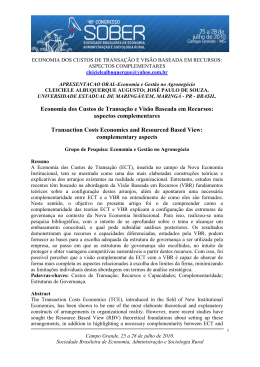 Economia dos Custos de Transa&ccedil;&atilde;o e Vis&atilde;o Baseada em