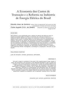 A Economia dos Custos de Transa&ccedil;&atilde;o e a Reforma na Ind&uacute;stria de