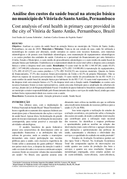 An&aacute;lise dos custos da sa&uacute;de bucal na aten&ccedil;&atilde;o