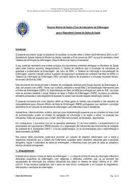 Resumo M&iacute;nimo de Dados e Core de Indicadores