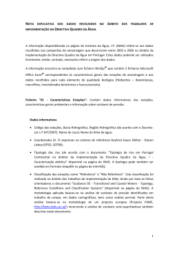Nota explicativa dos dados recolhidos