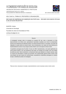 dez anos de empresas de inserção em portugal – revisão dos