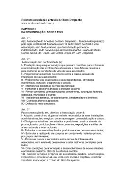 Estatuto associa&ccedil;&atilde;o artes&atilde;o de Bom Despacho