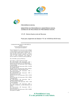 PREVIDÊNCIA SOCIAL MINISTÉRIO DA PREVIDÊNCIA E