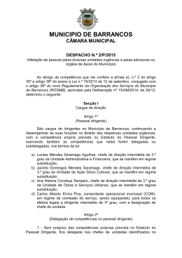Despacho n.&ordm; 2/P/2015 - Afeta&ccedil;&atilde;o de pessoal pelas diversas