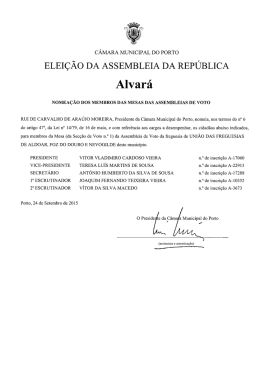 Alvar&aacute; de Nomea&ccedil;&atilde;o dos membros das mesas das Assembleias de