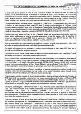 Ata da eleição da diretoria da ACER Brasil 2010-2014