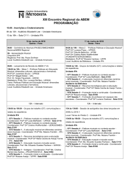 XIII Encontro Regional da ABEM Programa&ccedil;&atilde;o