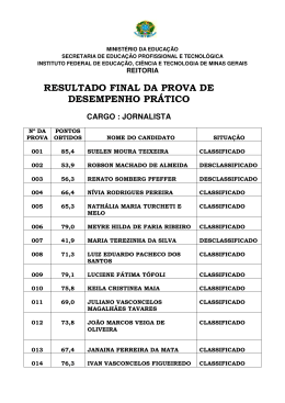 RESULTADO FINAL DA PROVA DE DESEMPENHO PR&Aacute;TICO