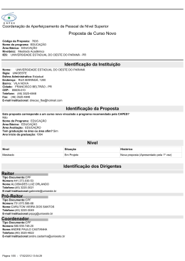 Proposta de Curso Novo Identifica&ccedil;&atilde;o da Institui&ccedil;&atilde;o Identifica&ccedil;&atilde;o da