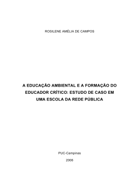 a educação ambiental e a formação do educador crítico