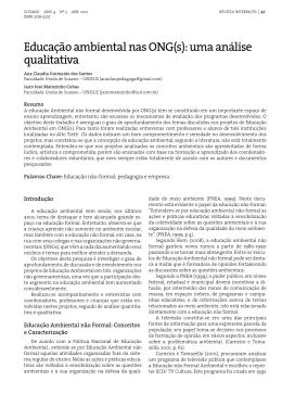 Educa&ccedil;&atilde;o ambiental nas ONG(s): uma an&aacute;lise