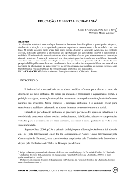 Educa&ccedil;&atilde;o Ambiental. Cidadania - Faculdade Cat&oacute;lica de Uberl&acirc;ndia