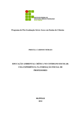 Educa&ccedil;&atilde;o ambiental cr&iacute;tica no cotidiano escolar
