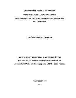 A EDUCA&Ccedil;&Atilde;O AMBIENTAL NA FORMA&Ccedil;&Atilde;O DO PEDAGOGO