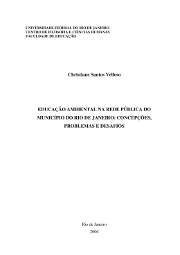 Educa&ccedil;&atilde;o ambiental na rede p&uacute;blica do munic&iacute;pio do Rio de Janeiro