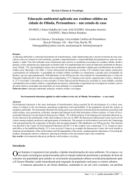 Educa&ccedil;&atilde;o ambiental aplicada aos res&iacute;duos s&oacute;lidos na