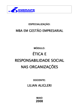 ÉTICA E RESPONSABILIDADE SOCIAL NAS ORGANIZAÇÕES