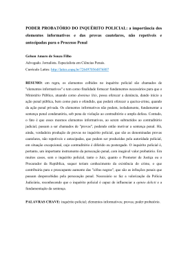 a import&acirc;ncia dos elementos informativos e das provas cautelares