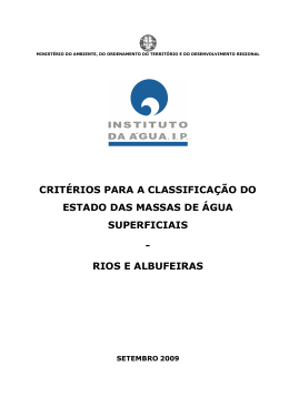 Crit&eacute;rios para a classifica&ccedil;&atilde;o do Estado das massas de &aacute;gua