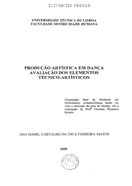 PRODUÇÃO ARTÍSTICA EM DANÇA AVALgAÇÃO DOS ELEMENTOS
