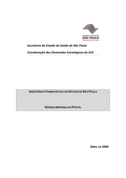 Secretaria de Estado da Sa&uacute;de de S&atilde;o Paulo Coordena&ccedil;&atilde;o das