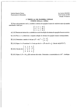 1&deg; TESTE (A) DE &Aacute;LGEBRA LINEAR