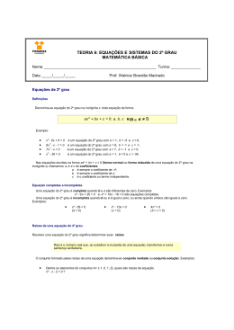 TEORIA 6: EQUAÇÕES E SISTEMAS DO 2º GRAU