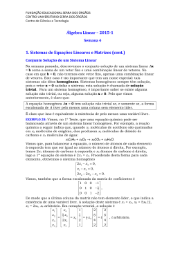 lgebra Linear – 2015-1 1. Sistemas de Equações Lineares e