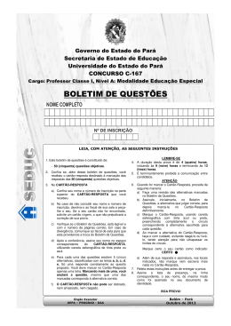 Boletim de Questões - Prova Objetiva - Educação Especial