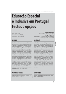 Educação Especial e Inclusiva em Portugal Factos e opções KEY